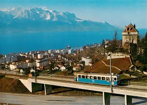AK / Ansichtskarte  Clarens__Montreux_VD Chateau du Chatelard et lac Leman et les Alpesde Savoie Train MOB