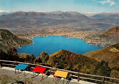 AK / Ansichtskarte  Lugano_Lago_di_Lugano_TI Panorama mit San Salvatore und Monte Bre
