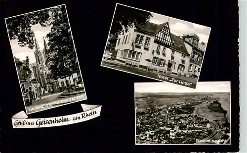 AK / Ansichtskarte  Geisenheim_Rheingau Lindenplatz mit Kreuzkirche Hotel Zur Linde Panorama