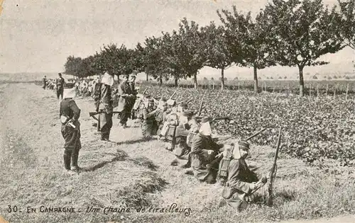 AK / Ansichtskarte  Militaria_France_sonstiges En Campagne Une Chaine Soldaten 