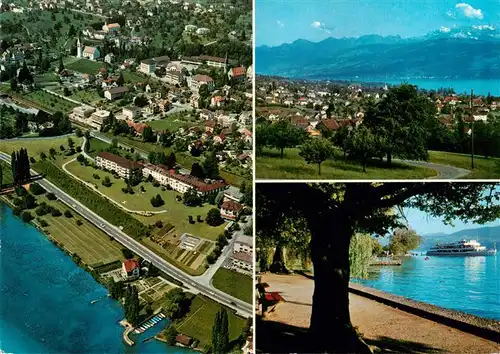 AK / Ansichtskarte  Maennedorf_ZH Luftaufnahme Uferpromenade am Zuerichsee Alpenpanorama