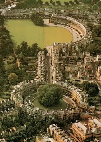 AK / Ansichtskarte  Bath__UK showing the Royal Crescent and the Circus aerial view