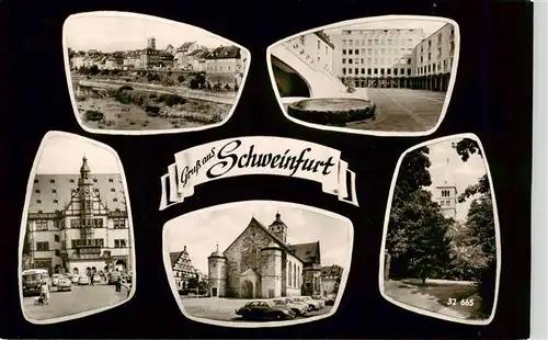 AK / Ansichtskarte 73950987 Schweinfurt Teilansichten Stadtzentrum Kirche Rathaus