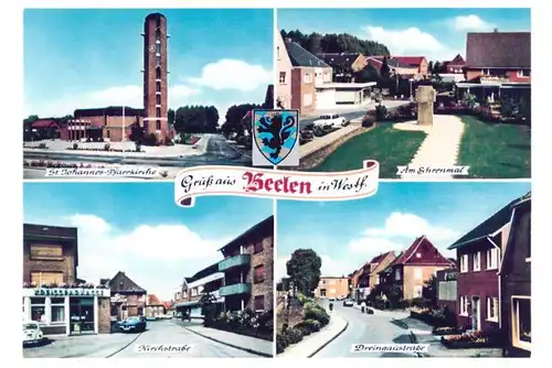 AK / Ansichtskarte 73951064 Beelen__Westfalen Kirche Ehrenmal Strassenpartien