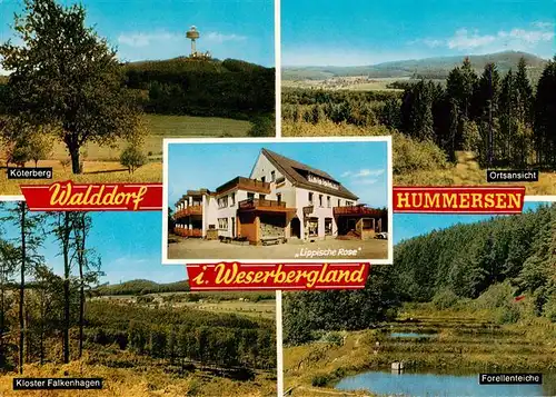 AK / Ansichtskarte  Hummersen Hotel Pension Lippische Rose am Fusse des Koeterbergs Landschaftspanorama Weserbergland Forellenteiche