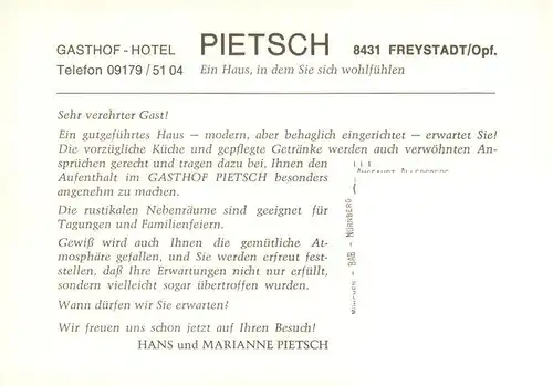 AK / Ansichtskarte 73951100 Freystadt_Oberpfalz Gasthof Hotel Pietsch Gaststube