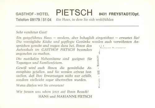 AK / Ansichtskarte  Freystadt_Oberpfalz Gasthof Hotel Pietsch Gaststube