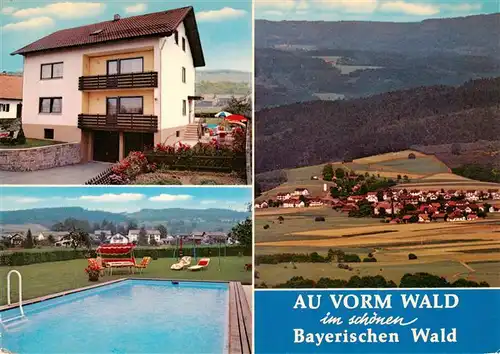 AK / Ansichtskarte 73951104 Au_Wald Gaestehaus Obermeier Swimming Pool Panorama Bayerischer Wald