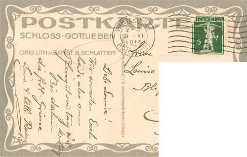 AK / Ansichtskarte  Schlatter_E.E._Kuenstlerlitho Schloss Gottlieben