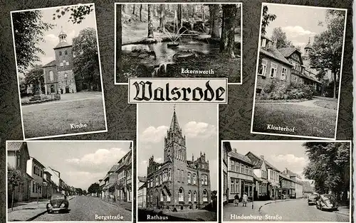 AK / Ansichtskarte  Walsrode_Lueneburger_Heide Kirche Eckernworth Klosterhof Bergstrasse Rathaus Hindenburg Strasse