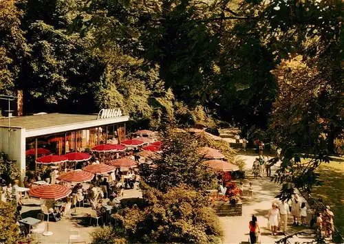 AK / Ansichtskarte  Karlsruhe_Baden Milchbar im Zoo mit Cafe Terrasse Stadtgarten