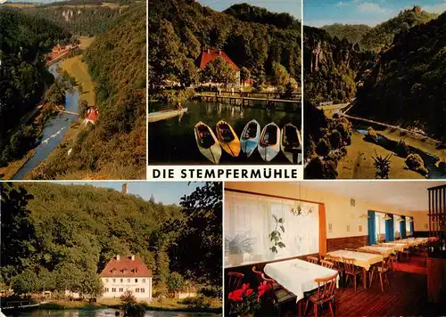 AK / Ansichtskarte 73951286 Muggendorf_Fraenkische_Schweiz Panorama Gasthof Stempfermuehle Gastraum Bootsliegeplatz