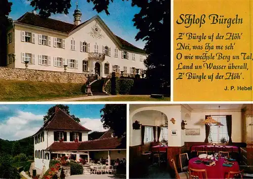 AK / Ansichtskarte 73951317 Kandern Schloss Buergeln Terrasse Gastraum