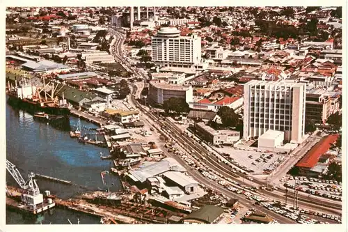AK / Ansichtskarte 73951345 Port-of-Spain_Trinidad_and_Tobago Aerial View Docks and Holiday Inn