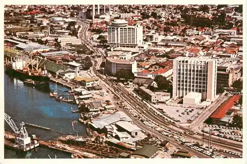 AK / Ansichtskarte  Port-of-Spain_Trinidad_and_Tobago Aerial View Docks and Holiday Inn