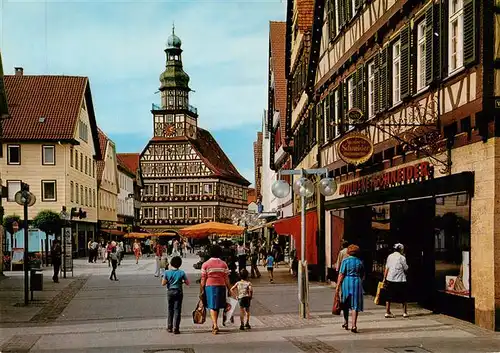 AK / Ansichtskarte  Kirchheim__Teck Marktstrasse Fussgaengerzone Rathaus