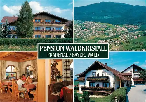 AK / Ansichtskarte 73951354 Frauenau Pension Waldkristall Gastraeume Fliegeraufnahme