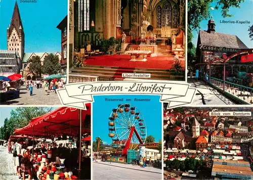 AK / Ansichtskarte 73951438 Paderborn Liborifest Riesenrad Liborius-Kapelle Domplatz Markt Blick vom Domturm