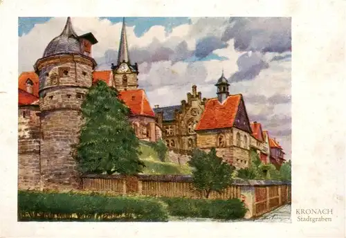 AK / Ansichtskarte  Kronach_Oberfranken Stadtgraben Altstadt Serie Das malerische Kronach 8 Aquarelle von Gustav Luettgens