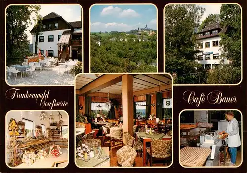 AK / Ansichtskarte 73951465 Lauenstein_Oberfranken_Ludwigsstadt_Bayern Frankenwald Confiserie Café Bauer Gastraum Theke Gartenterrasse