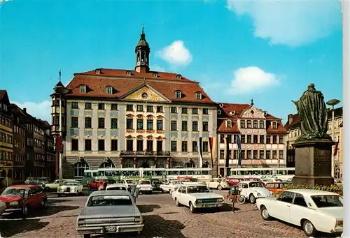 AK / Ansichtskarte 73951492 Coburg_Bayern Marktplatz mit Rathaus Denkmal