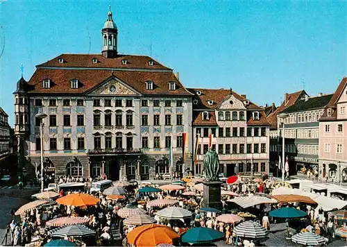 AK / Ansichtskarte 73951494 Coburg_Bayern Rathaus Marktplatz Denkmal