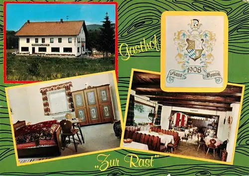 AK / Ansichtskarte 73951538 Voggenzell Gasthof zur Post Gastraum Fremdenzimmer Wappen