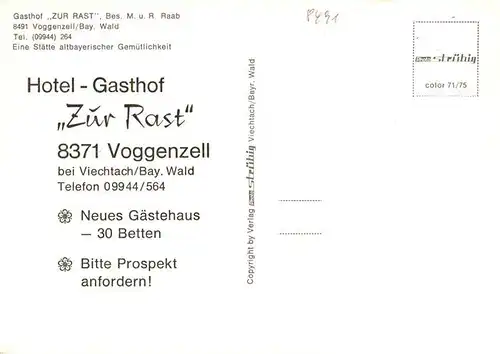 AK / Ansichtskarte  Voggenzell Gasthof zur Post Gastraum Fremdenzimmer Wappen