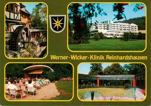 AK / Ansichtskarte  Reinhardshausen_Bad_Wildungen Werner-Wicker-Klinik Konzertpavillon Wasserrad