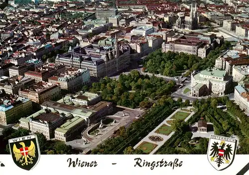 AK / Ansichtskarte  Wien_AT Ringstrasse mit Parlament Rathaus Universtitaet Votivkirche Burgtheater Volksgarten