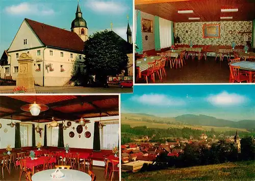 AK / Ansichtskarte  Rothenkirchen_Oberfranken Gasthof zum Schwarzen Adler Gastraum Stadtpanorama Kirchturm