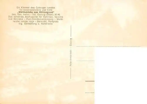 AK / Ansichtskarte  Coburg_Bayern Waldschaenke zum Muehlengrund Terrasse
