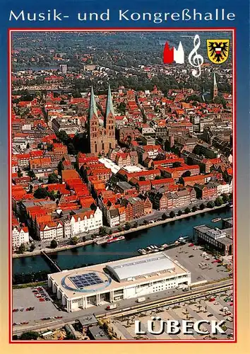 AK / Ansichtskarte 73951802 LueBECK Altstadtblick mit Musik und Kongresshalle und St Marien Kirche