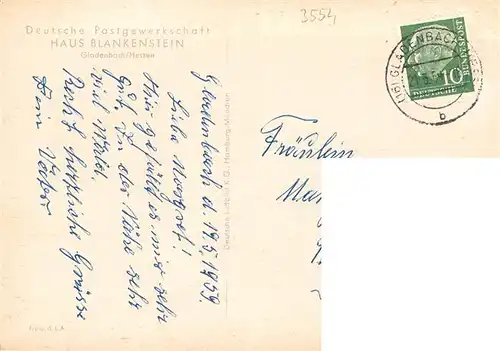 AK / Ansichtskarte  Gladenbach Deutsche Postgewerkschaft Haus Blankenstein