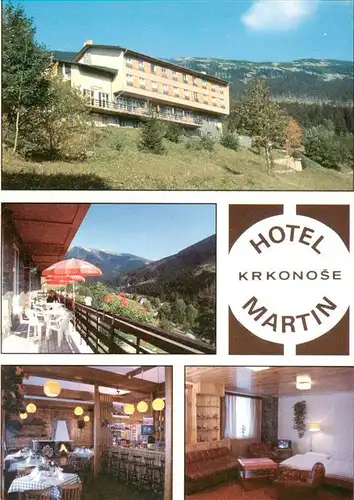 AK / Ansichtskarte  Krkonose_Karkonosze_Riesengebirge Hotel Martin Gastraum Zimmer Balkon