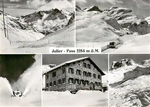 AK / Ansichtskarte  Julierpasshoehe_2284m_GR Berghaus Julier Panorama Schneefraese