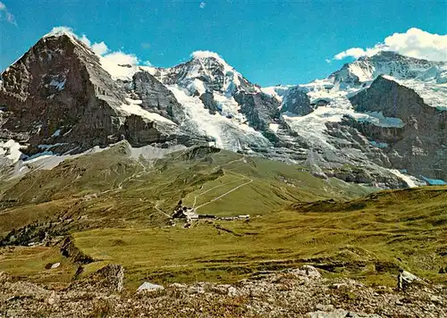 AK / Ansichtskarte  Kleine_Scheidegg_Interlaken_BE Fliegeraufnahme mit Eiger Moench und Jungfrau