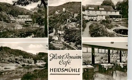 AK / Ansichtskarte 73952015 Manderscheid_Eifel Hotel Pension Café Heidsmuehle Panorama Partie am Fluss