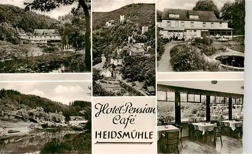 AK / Ansichtskarte  Manderscheid_Eifel Hotel Pension Café Heidsmuehle Panorama Partie am Fluss