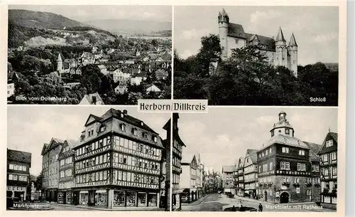 AK / Ansichtskarte 73952030 Herborn_Hessen Panorama Blick vom Dollenberg Schloss Marktplatz Rathaus