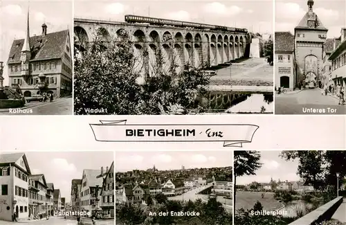 AK / Ansichtskarte 73952050 Bietigheim-Bissingen Rathaus Viadukt Unteres Tor Hauptstrasse Panorama Enzbruecke Schillerplatz