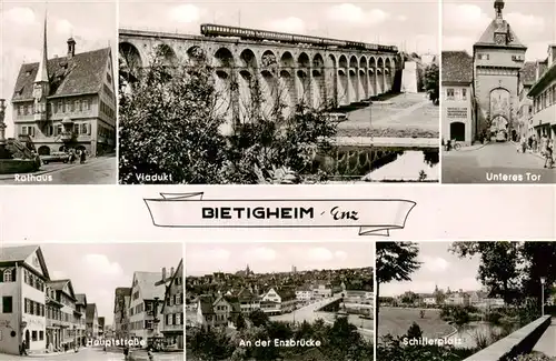 AK / Ansichtskarte  Bietigheim-Bissingen Rathaus Viadukt Unteres Tor Hauptstrasse Panorama Enzbruecke Schillerplatz