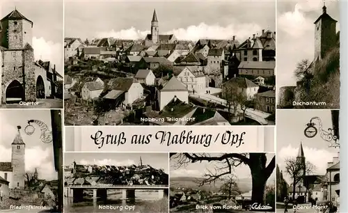 AK / Ansichtskarte  Nabburg Obertor Teilansicht Dechanturm Friedhofkirche Nabburg Blick vom Rondell Oberer Markt