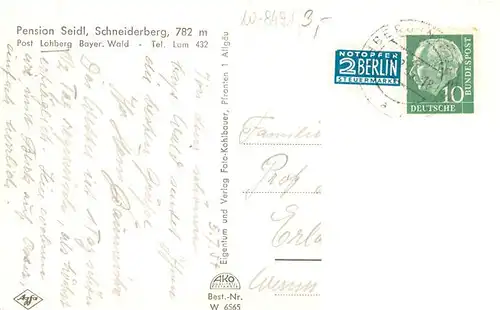 AK / Ansichtskarte  Lohberg_Lam Pension Seidl Schneiderberg