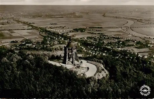 AK / Ansichtskarte  PORTA_WESTFALICA_NRW Fliegeraufnahme mit Kaiser Wilhelm Denkmalauf dem Wittekindberg