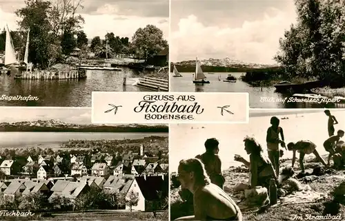 AK / Ansichtskarte  Fischbach_Friedrichshafen Segelhafen Blick auf Schweizer Alpen Ortspartie Strandbad