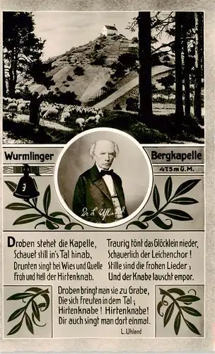 AK / Ansichtskarte  Wurmlingen_Kapelle Wurmlinger Bergkapelle mit Uhland Gedicht und Portrait