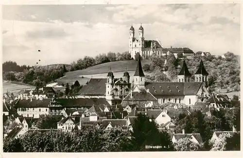 AK / Ansichtskarte  Ellwangen_Jagst Panorama mit Kirchen