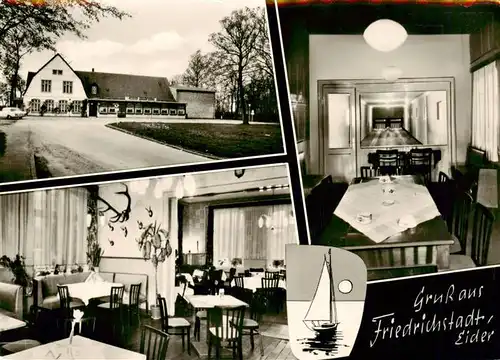 AK / Ansichtskarte 73952386 Friedrichstadt_Eider Hotel und Parkrestaurant Gastraum Kegelbahn