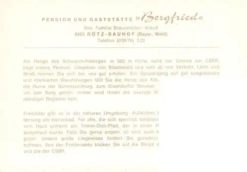 AK / Ansichtskarte 73952515 Roetz_Oberpfalz Pension Gaststaette Bergfried